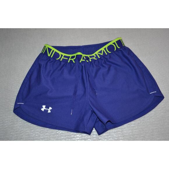 24217 Under Armor Lined Gym Shorts Workout Purple Polyester Size XS Womens - Picture 1 of 5